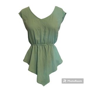 Hot & Delicious Light Green Blouse Peplum Asymmetrical Top